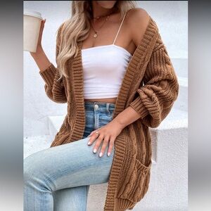 SHEIN Tan Knit Cardigan for Women